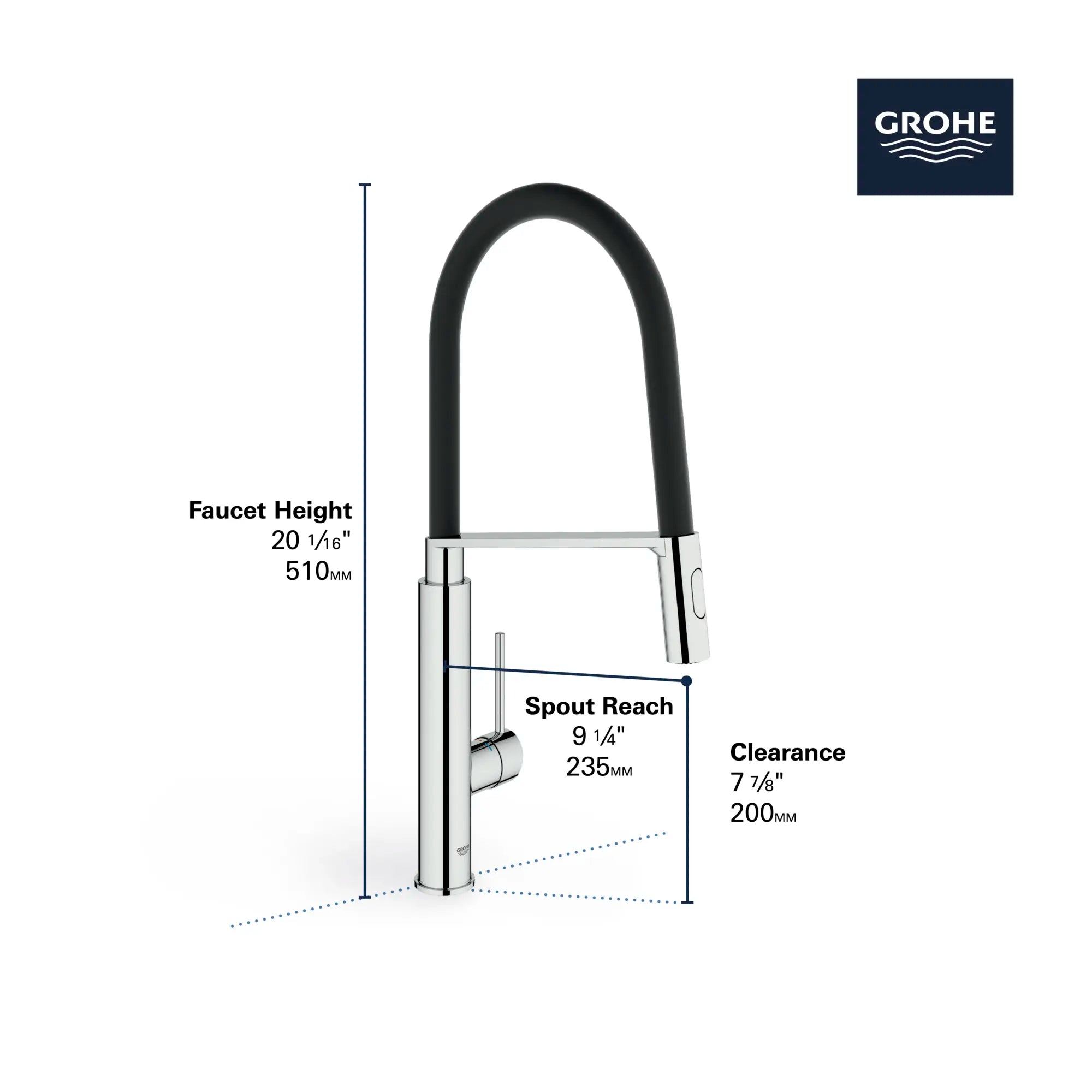 Concetto Single-Handle Semi-Pro Dual Spray Kitchen Faucet 1.75 GPM (6.6 L/min) // GROHE STARLIGHT CHROME // 68598_GROHE_Concetto_Kitchen_Faucet_31492_0_Infographics_2_0_CDNwebp.webp