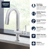 [30377000] Single-Handle Pull Down Kitchen Faucet Dual Spray 1.75 GPM (6.6 L/min) - GROHE StarLight Chrome