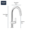 [30377000] Single-Handle Pull Down Kitchen Faucet Dual Spray 1.75 GPM (6.6 L/min) - GROHE StarLight Chrome