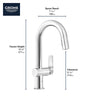 [30378000] Single-Handle Pull Down Dual Spray Bar Faucet 1.75 GPM (6.6 L/min) - GROHE StarLight Chrome