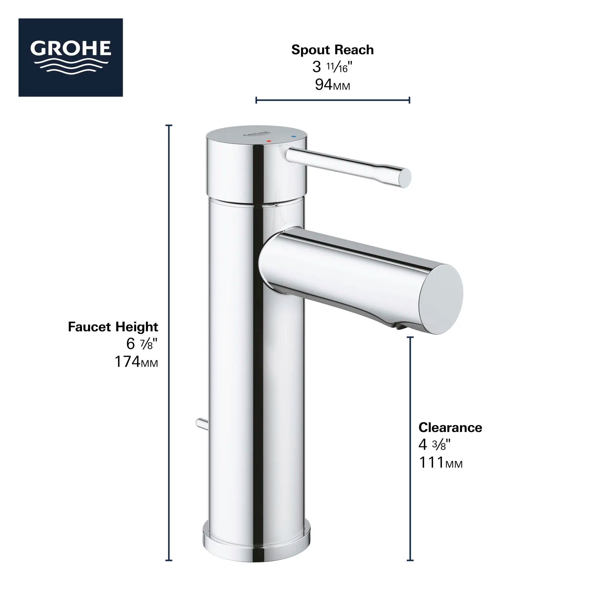 Single Hole Single-Handle S-Size Bathroom Faucet, 1.2 GPM (4.5 L/min) // GROHE STARLIGHT CHROME // 68647_GROHE_Infographics_Essence_Bath_OHM_S-Size_32216_2_0_CDNwebp.webp