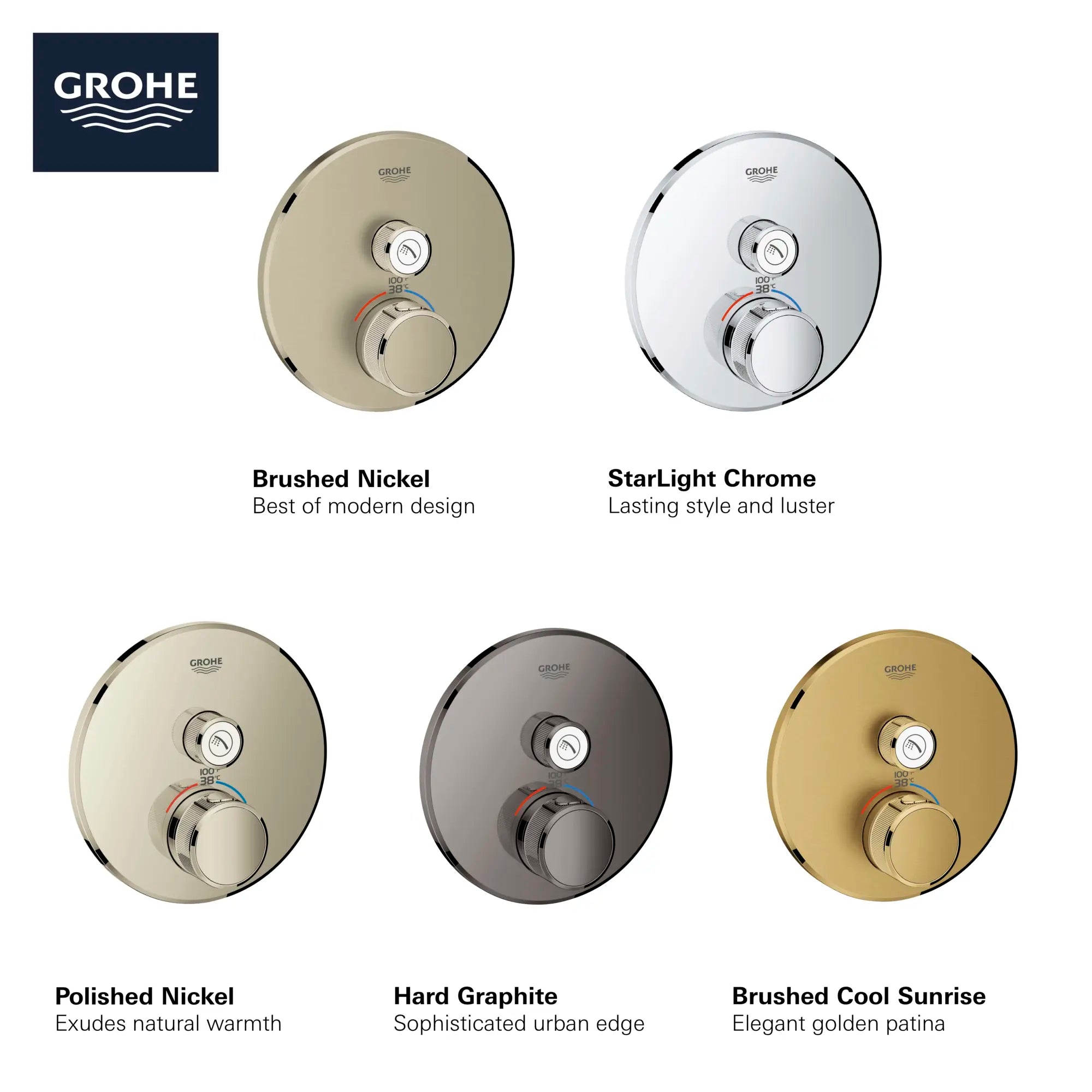 Single Function Thermostatic Valve Trim // GROHE STARLIGHT CHROME // 68692_GROHE_Infographics_Essence_Bath_Showers_29136_F1_0_CDNwebp.webp