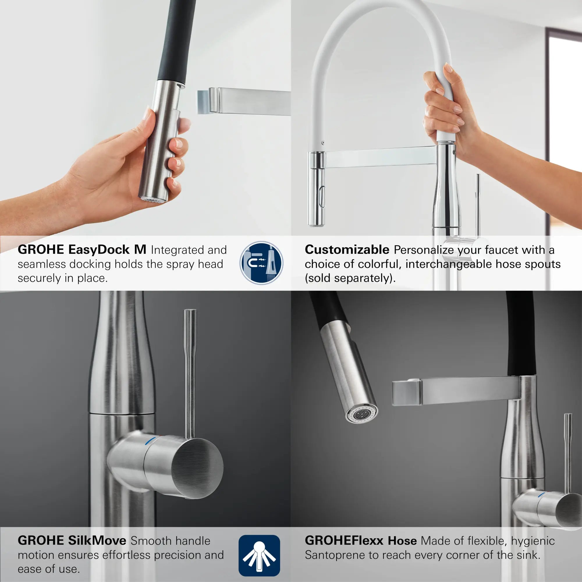 Essence Single-Handle Semi-Pro Dual Spray Kitchen Faucet 1.75 GPM (6.6 L/min) // GROHE STARLIGHT CHROME // 68717_GROHE_Infographics_30295_0_30321_0_EssenceSemi-Pro_Kitchen_2_0_CDNwebp.webp