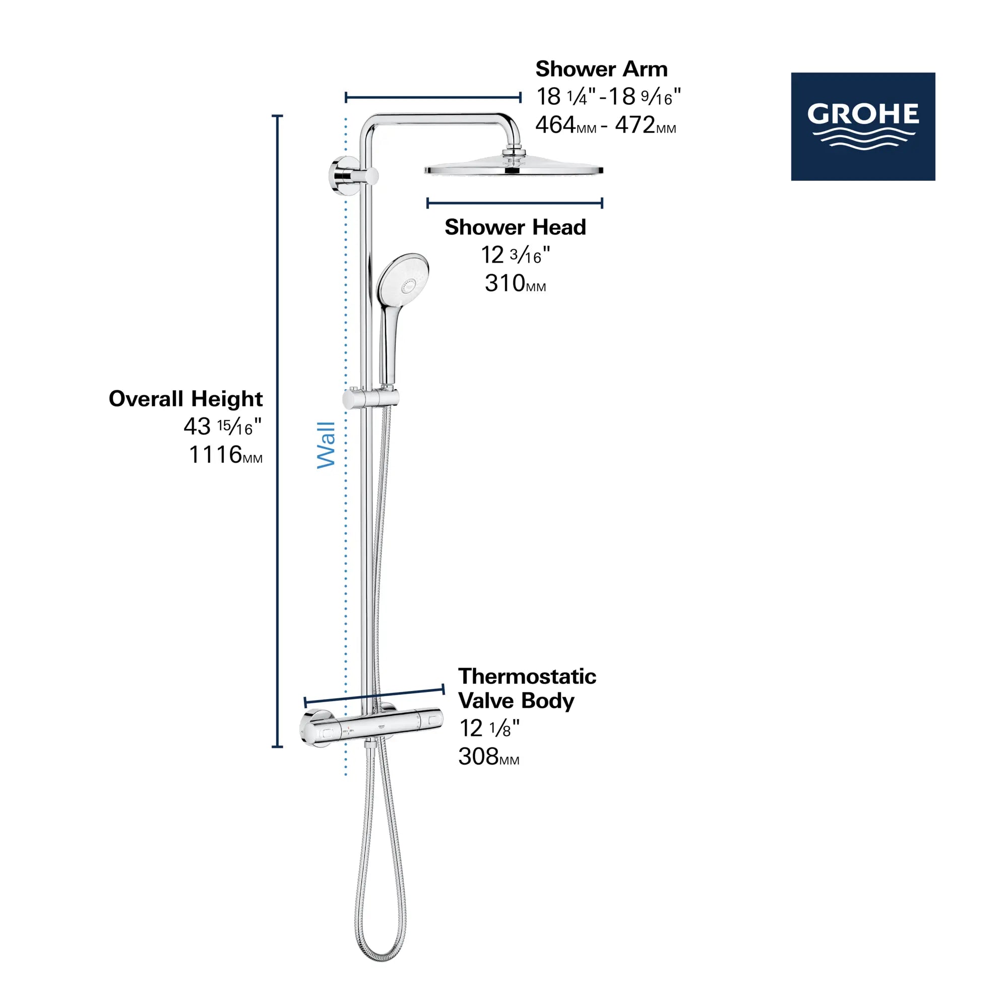 310 CoolTouch Thermostatic Shower System, 1.75 gpm (6.6 L/min) // GROHE STARLIGHT CHROME // 68743_GROHE_Euphoria_Shower_26726_0_Infographics_2_0_CDNwebp.webp