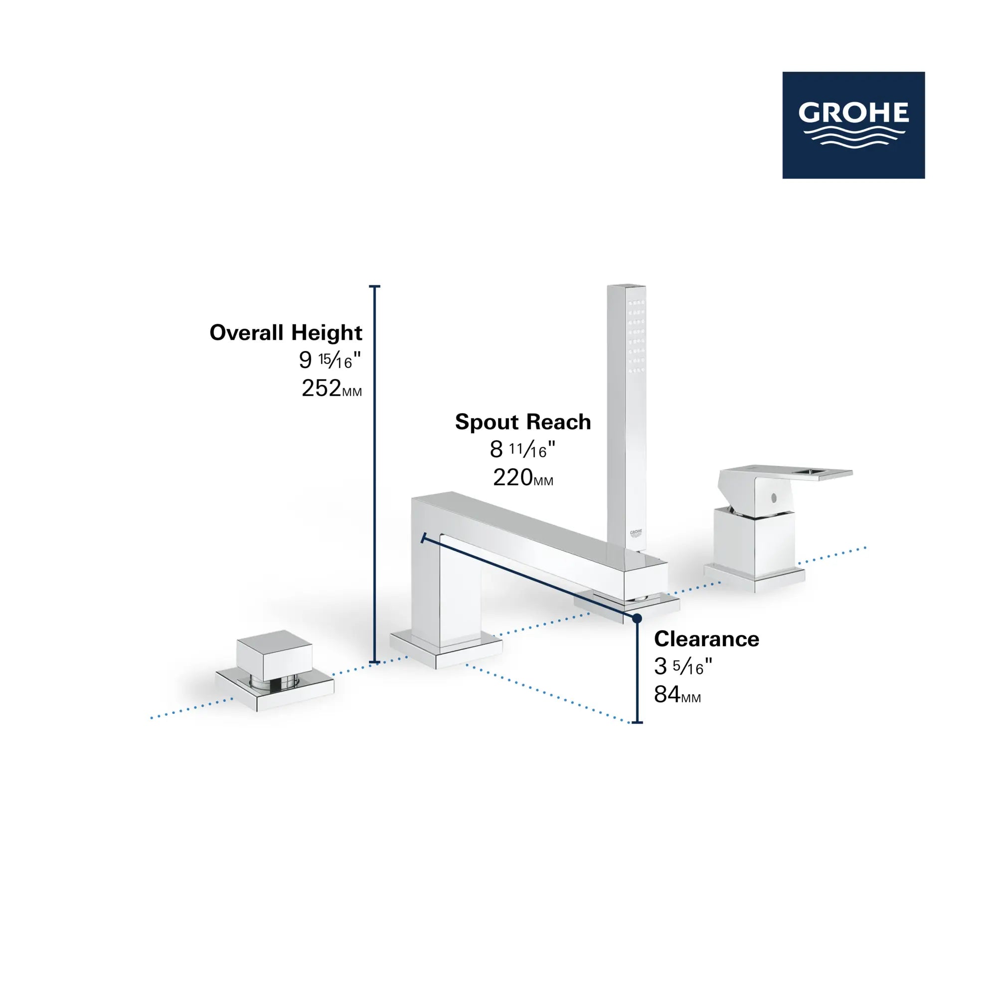 Roman Tub Filler With Personal Hand Shower // GROHE STARLIGHT CHROME // 68781_GROHE_Eurocube_Bath_DeckMount_Tub_Filler_19897_1_Infographics_2_0_CDNwebp_5ce0b8ee-d2fa-4ffe-92f5-f2dda6ac9030.webp