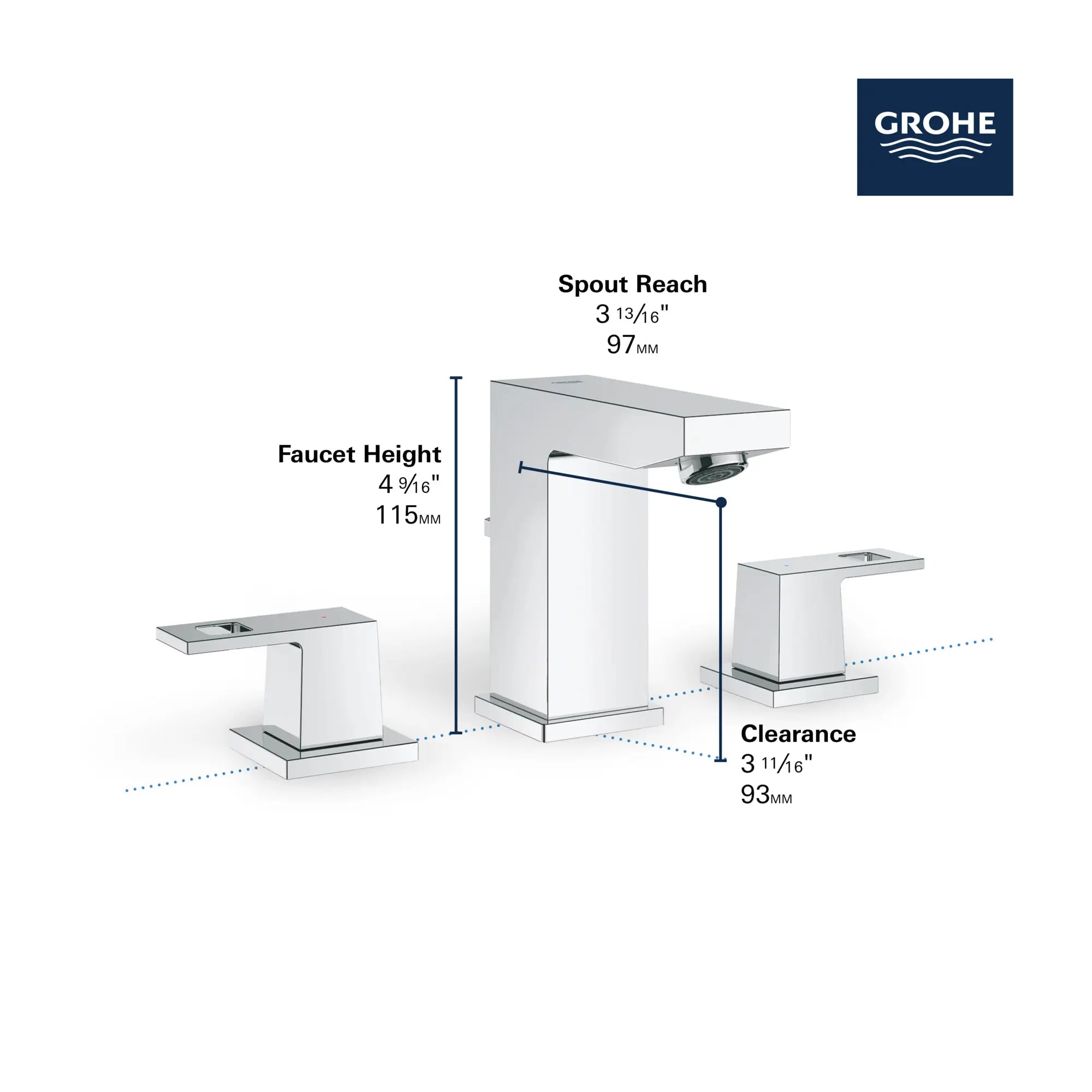 8-inch Widespread 2-Handle S-Size Bathroom Faucet, 1.2 GPM (4.5 L/min) // GROHE STARLIGHT CHROME // 68799_GROHE_Eurocube_Bath_Widespread_20370_A_Infographics_2_CDNwebp.webp