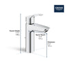[23990003] Single Hole Single-Handle M-Size Bathroom Faucet, 1.2 GPM (4.5 L/min) - GROHE StarLight Chrome