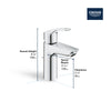 [32642003] Single Hole Single-Handle S-Size Bathroom Faucet, 1.2 GPM (4.5 L/min) - GROHE StarLight Chrome