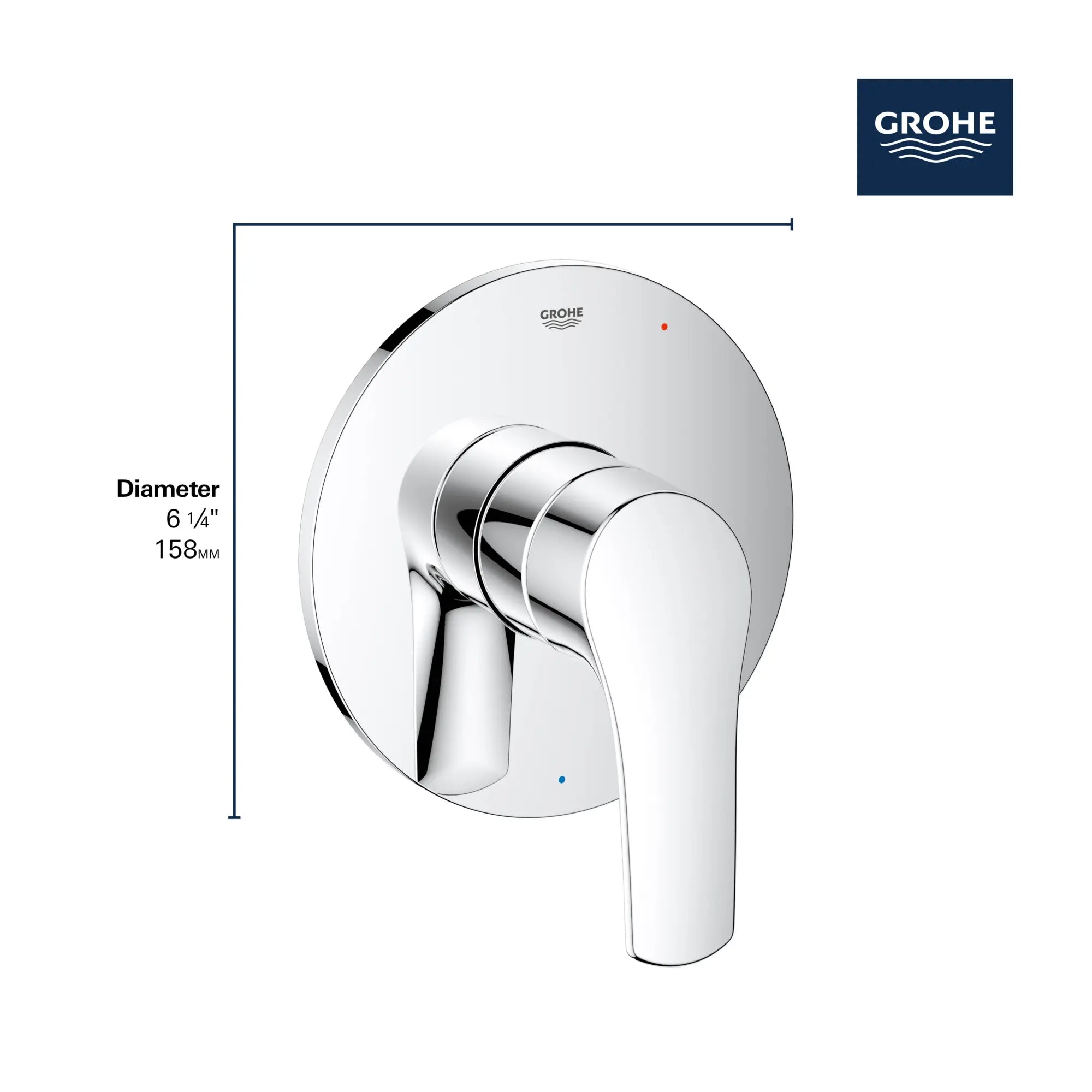 Pressure Balance Valve Trim with Cartridge // GROHE STARLIGHT CHROME // 68857_GROHE_Eurosmart_Bath_Trim_19458_3_Infographics_1_0_CDNwebp.webp