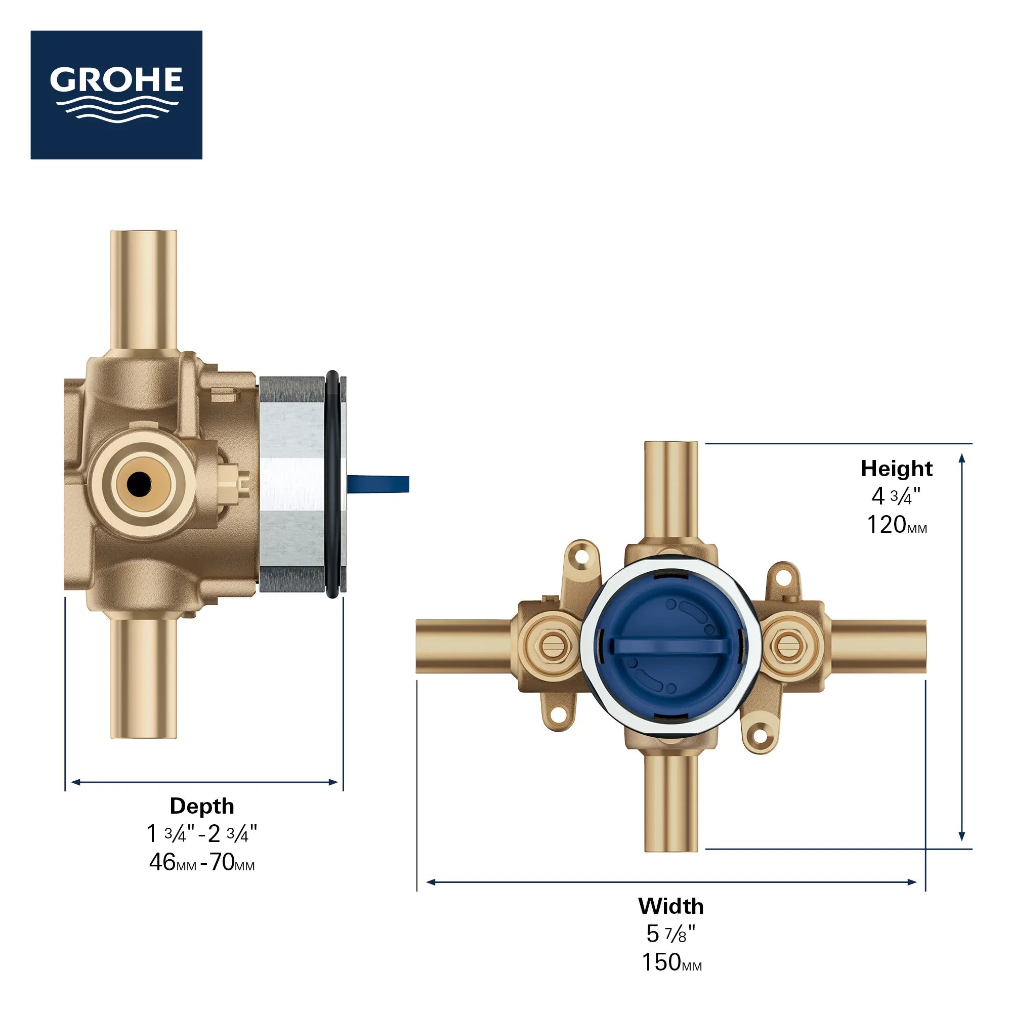 Pressure Balance Rough-In Valve 1/2" Stub-out Inlets/Outlets // NO FINISH // 68886_GROHE_GrohSafe_3.0_35113000_Infographic_2_0_CDNwebp.webp