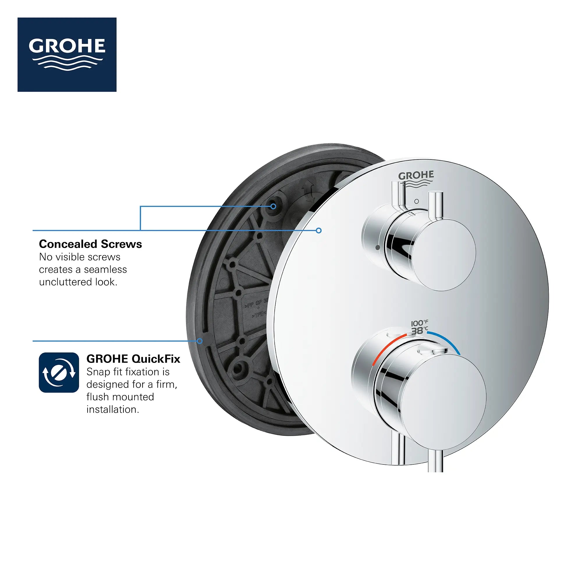 Single Function 2-Handle Thermostatic Valve Trim // GROHE STARLIGHT CHROME // 68917_GROHE_Info_Atrio_2handle_Thermo_24150_Round_Single_3_0_CDNwebp.webp