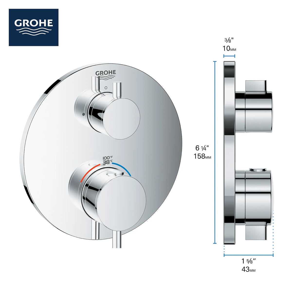 Grohe Atrio Thermostat-Wannenbatterie Mit 2-Wege-Umstellung | Chrom | Für Badewanne Und Dusche
