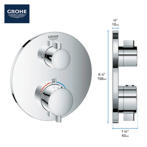 [24107000] Single Function 2-Handle Thermostatic Valve Trim - GROHE StarLight Chrome