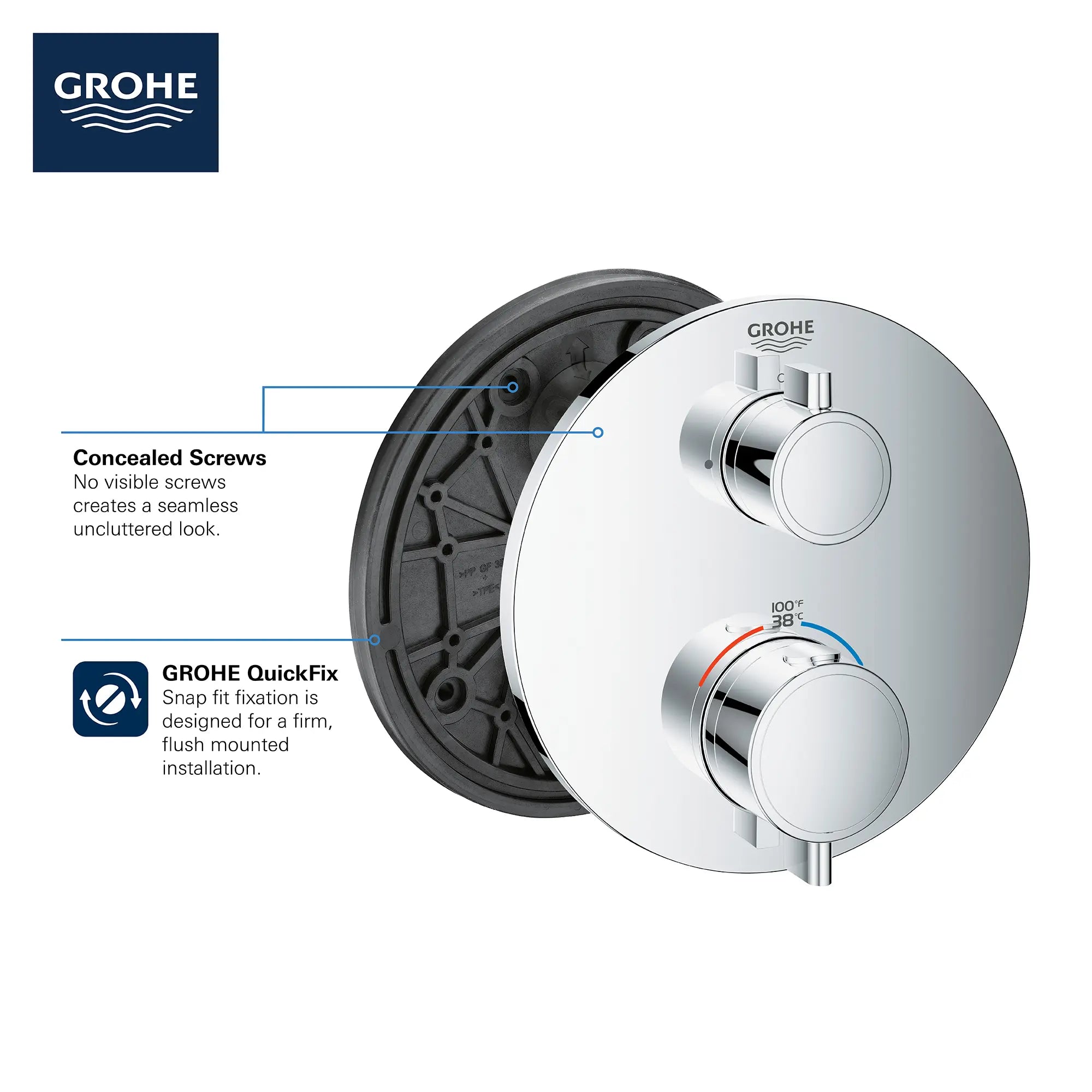 Single Function 2-Handle Thermostatic Valve Trim // GROHE STARLIGHT CHROME // 68929_GROHE_Info_Grohtherm_2handle_Thermo_24107_Round_Single_3_0_CDNwebp.webp