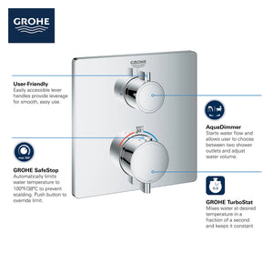[24111000] Dual Function 2-Handle Thermostatic Valve Trim - GROHE StarLight Chrome