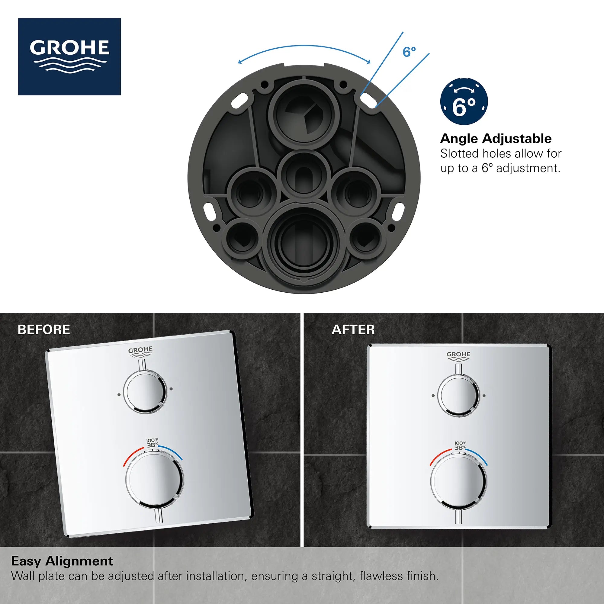 Dual Function 2-Handle Thermostatic Valve Trim // GROHE STARLIGHT CHROME // 68946_GROHE_Info_Grohtherm_2handle_Thermo_24111_Square_Dual_4_0_CDNwebp.webp
