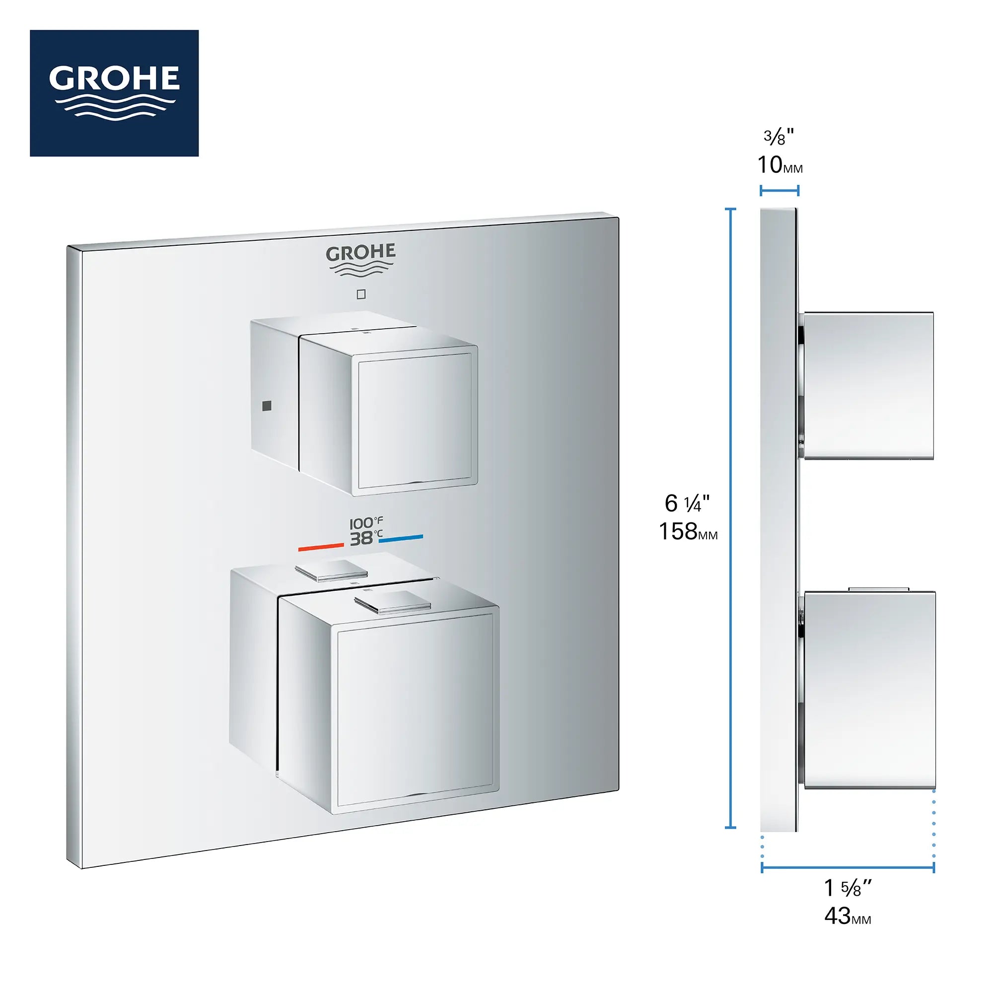 Single Function 2-Handle Thermostatic Valve Trim Single Function 2-Handle Thermostatic Valve Trim