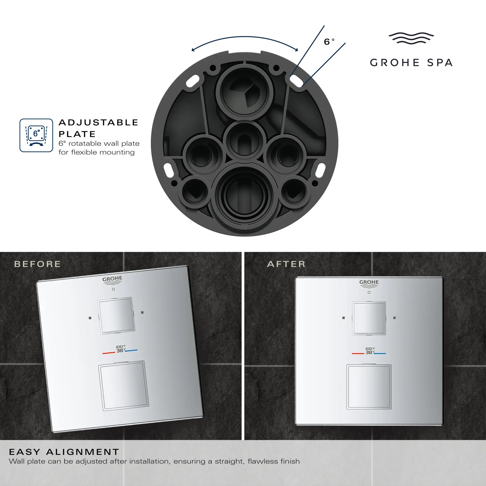 Grohtherm Cube Dual Function 2-Handle Thermostatic Valve Trim // GROHE STARLIGHT CHROME // 68969_GrohTherm_Infographic_24158_0004_APR2026_1_CDNwebp.webp