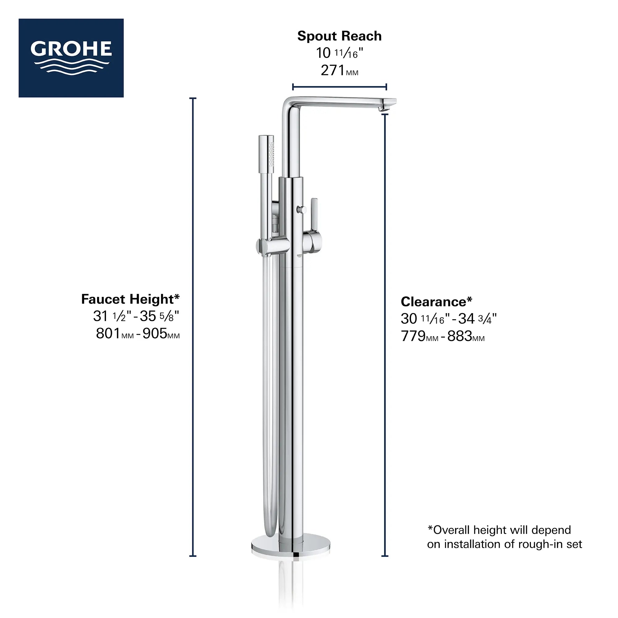 Single-Handle Freestanding Tub Faucet with 1.75 GPM (6.6 L/min) Hand S Single-Handle Freestanding Tub Faucet with 1.75 GPM (6.6 L/min) Hand S