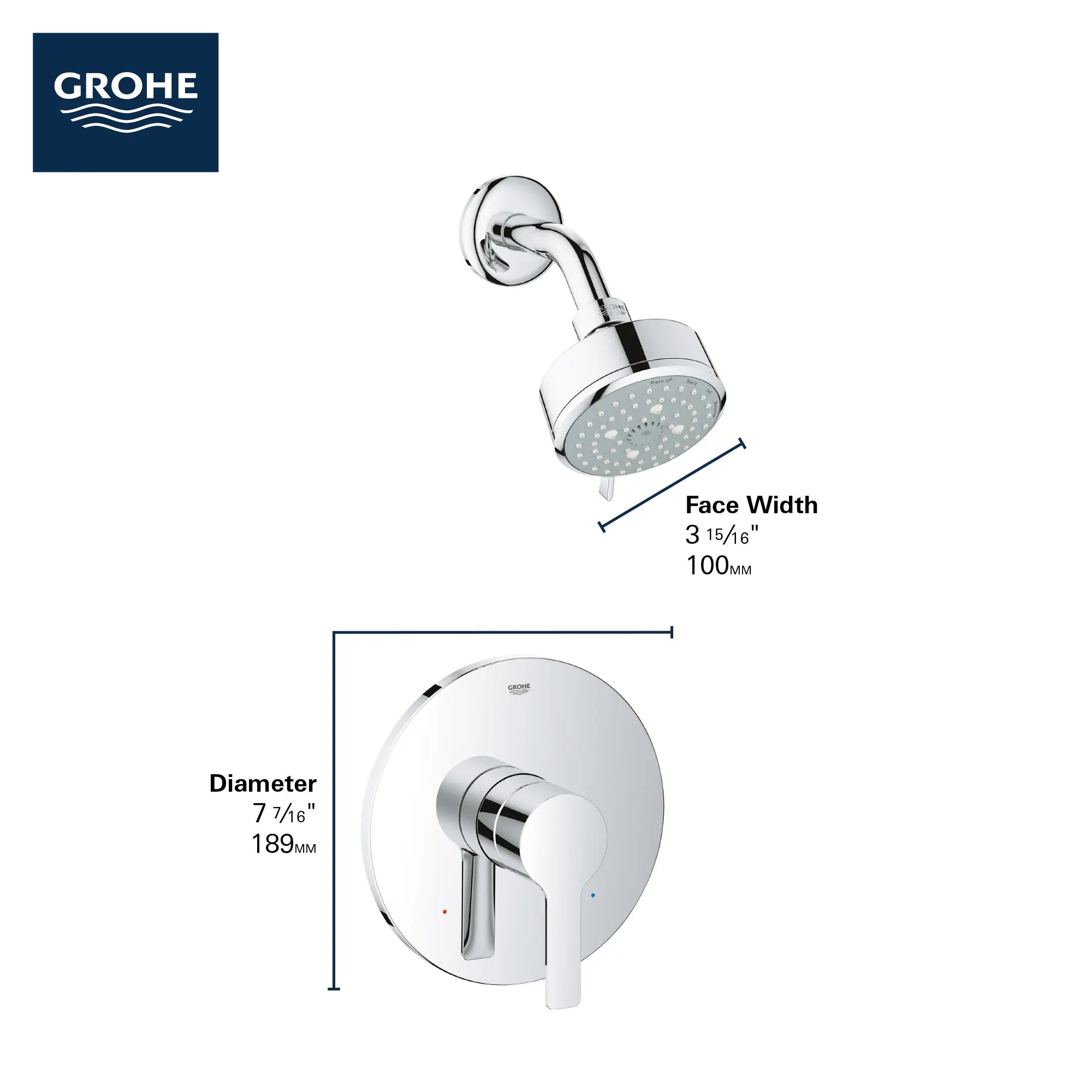 Pressure Balance Valve Shower Combo // GROHE STARLIGHT CHROME // 68996_2019_GROHE_Lineare_23826001_Infographic_0_CDNwebp.webp