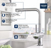 [30300000] Minta Single-Handle Pull-Out Kitchen Faucet Dual Spray 1.75 GPM (6.6 L/min) - GROHE StarLight Chrome