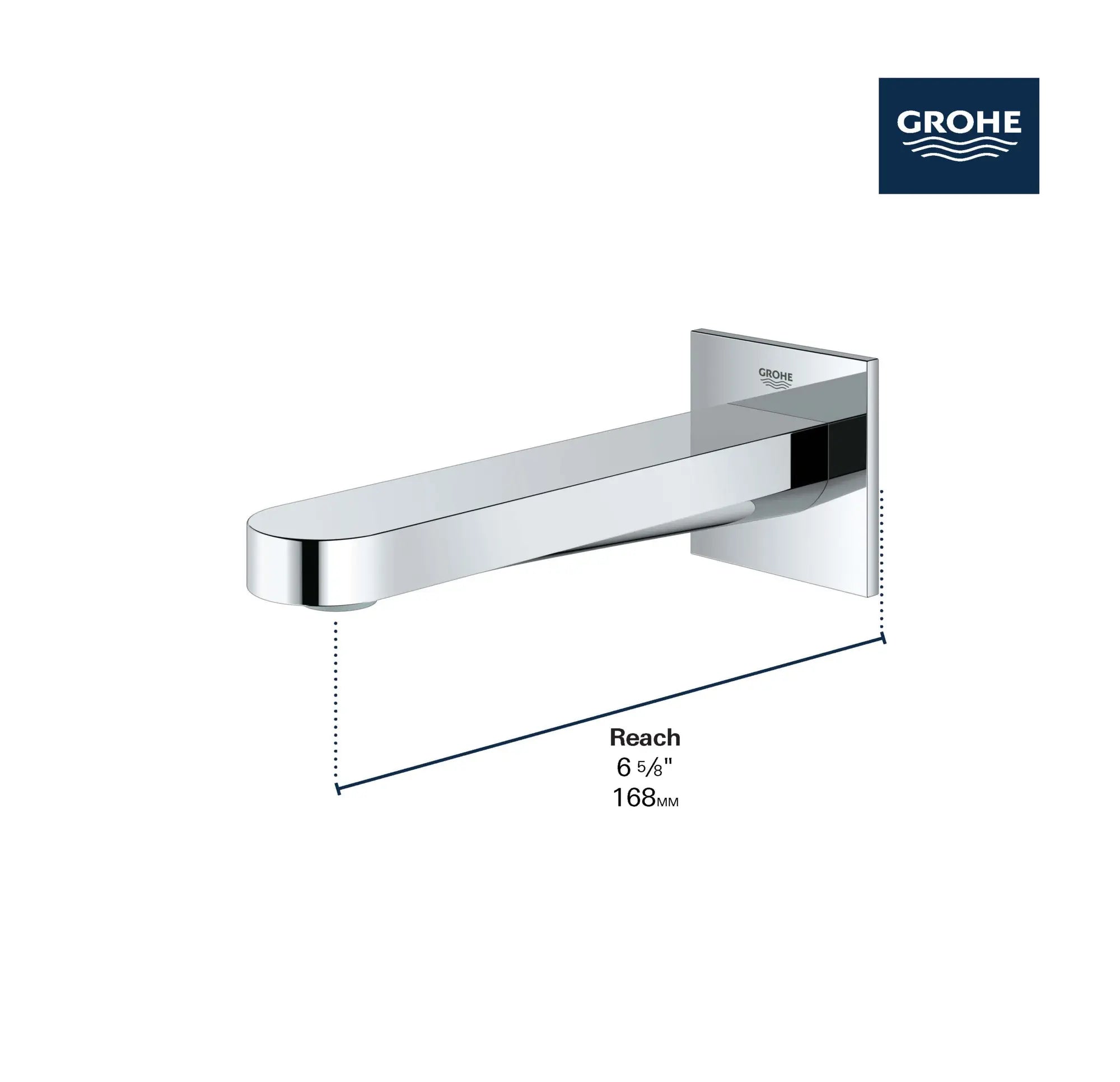 Tub Spout // GROHE STARLIGHT CHROME // 69032_GROHE_Plus_Tub_Spout_Dimensional_13405_3_Infographics_1_0_CDNwebp.webp
