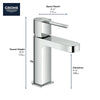 [33170003] Single Hole Single-Handle S-Size Bathroom Faucet, 1.2 GPM (4.5 L/min) - GROHE StarLight Chrome