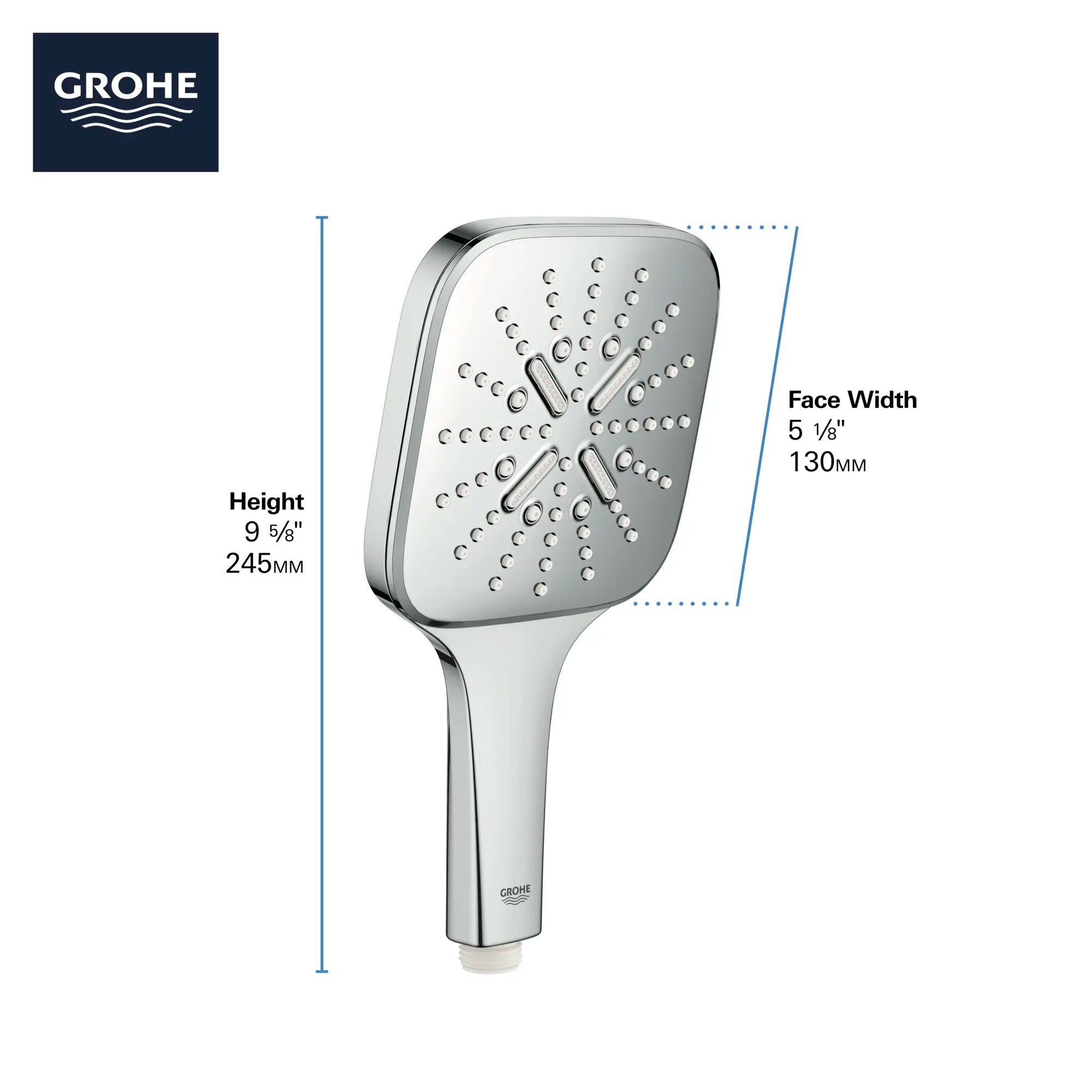 Hand Shower - 3 Sprays, 1.75 GPM (6.6 L/min) // GROHE STARLIGHT CHROME // 69113_GROHE_Info_SmartActive_HandShower_26552_F2_0_CDNwebp.webp