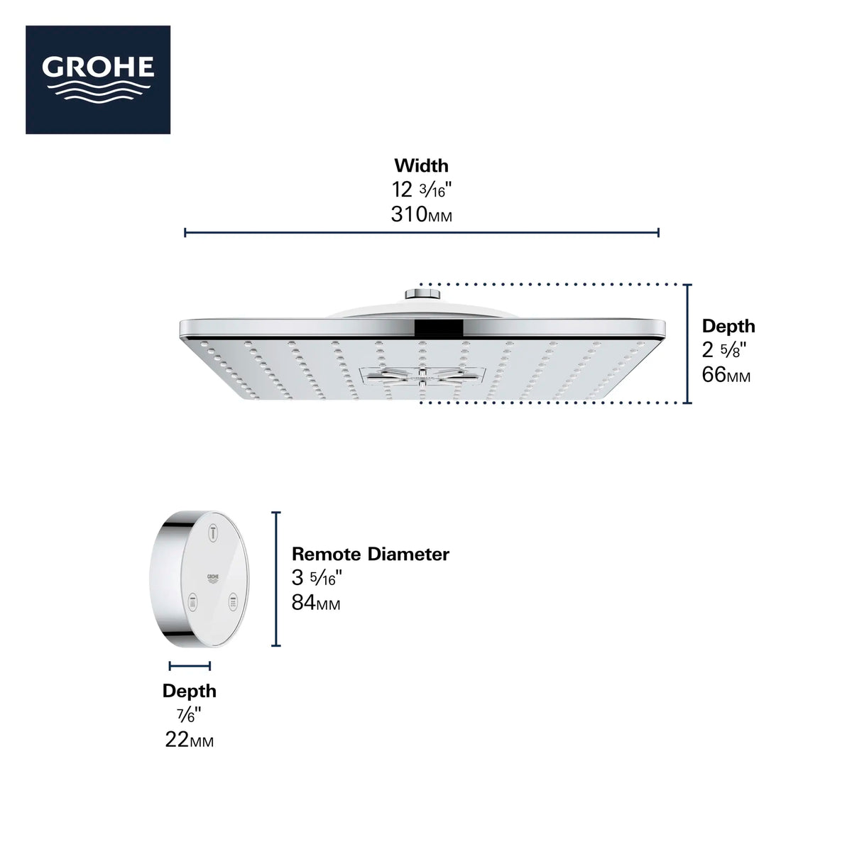 Grohe Remote Control Shower Head with Remote, 12