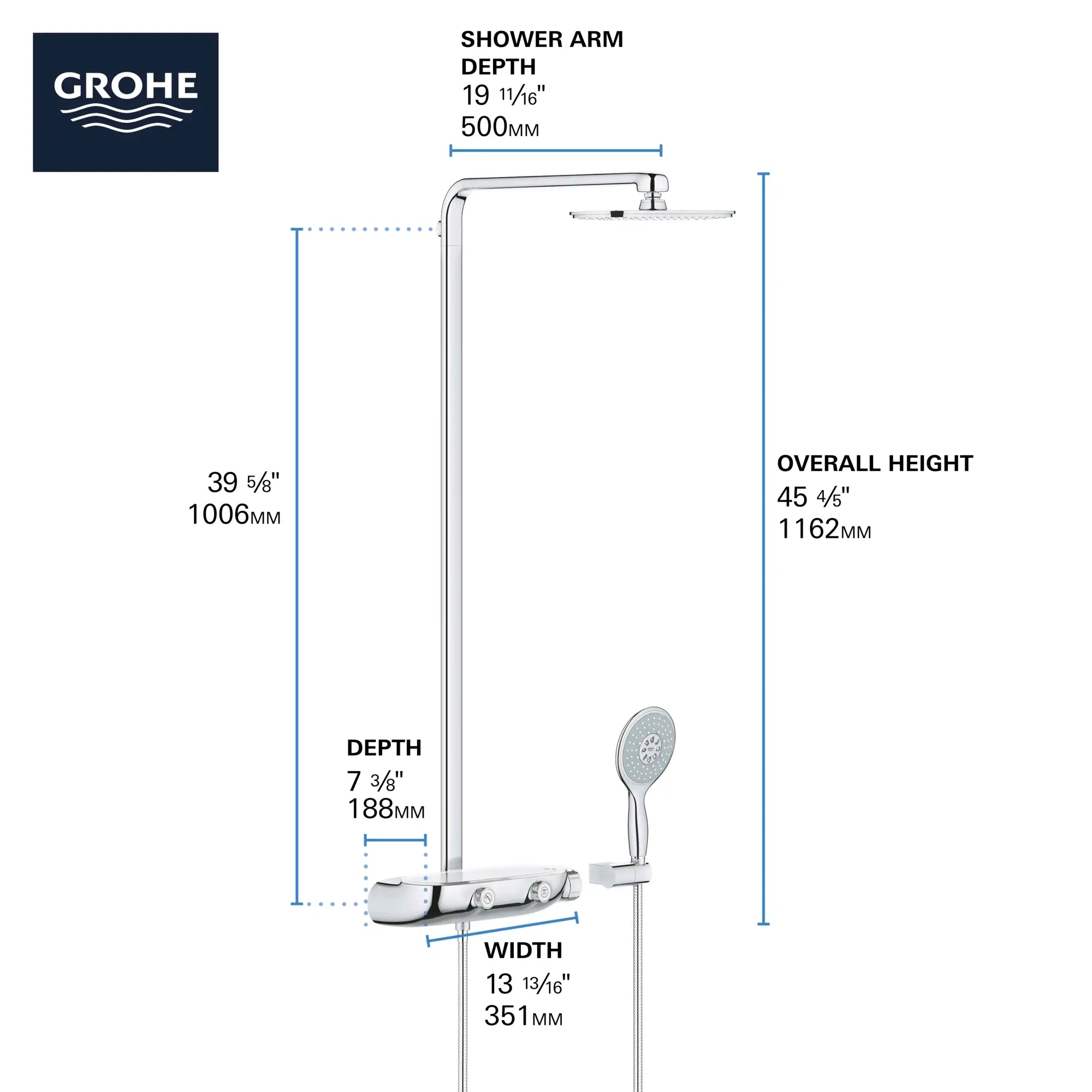 Thermostatic Shower System // GROHE STARLIGHT CHROME // 69144_2018_SmartControl_Exposed_26379000_Info_F2_0_CDNwebp.webp