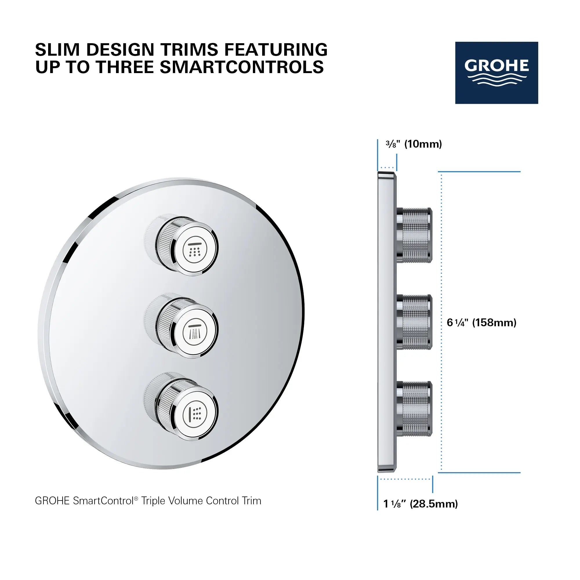 Triple Volume Control Trim // GROHE STARLIGHT CHROME // 69146_GROHE_SmartControl_Round_29122000_Triple_Volume_Info_1_0_CDNwebp.webp