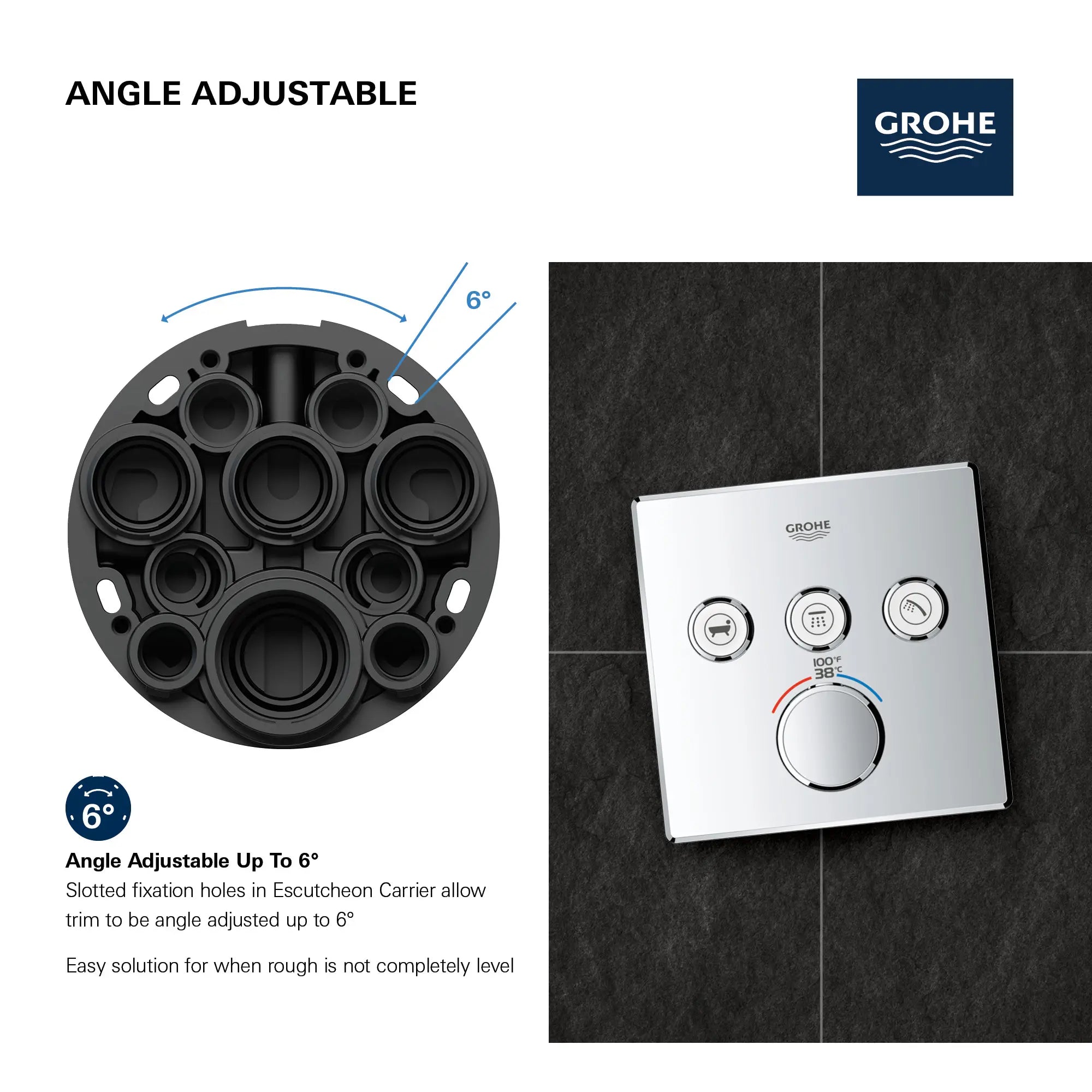 Triple Function Thermostatic Valve Trim // MOON WHITE // 69192_GROHE_SmartControl_Square_29142000_Triple_Function_Info_3_0_CDNwebp.webp