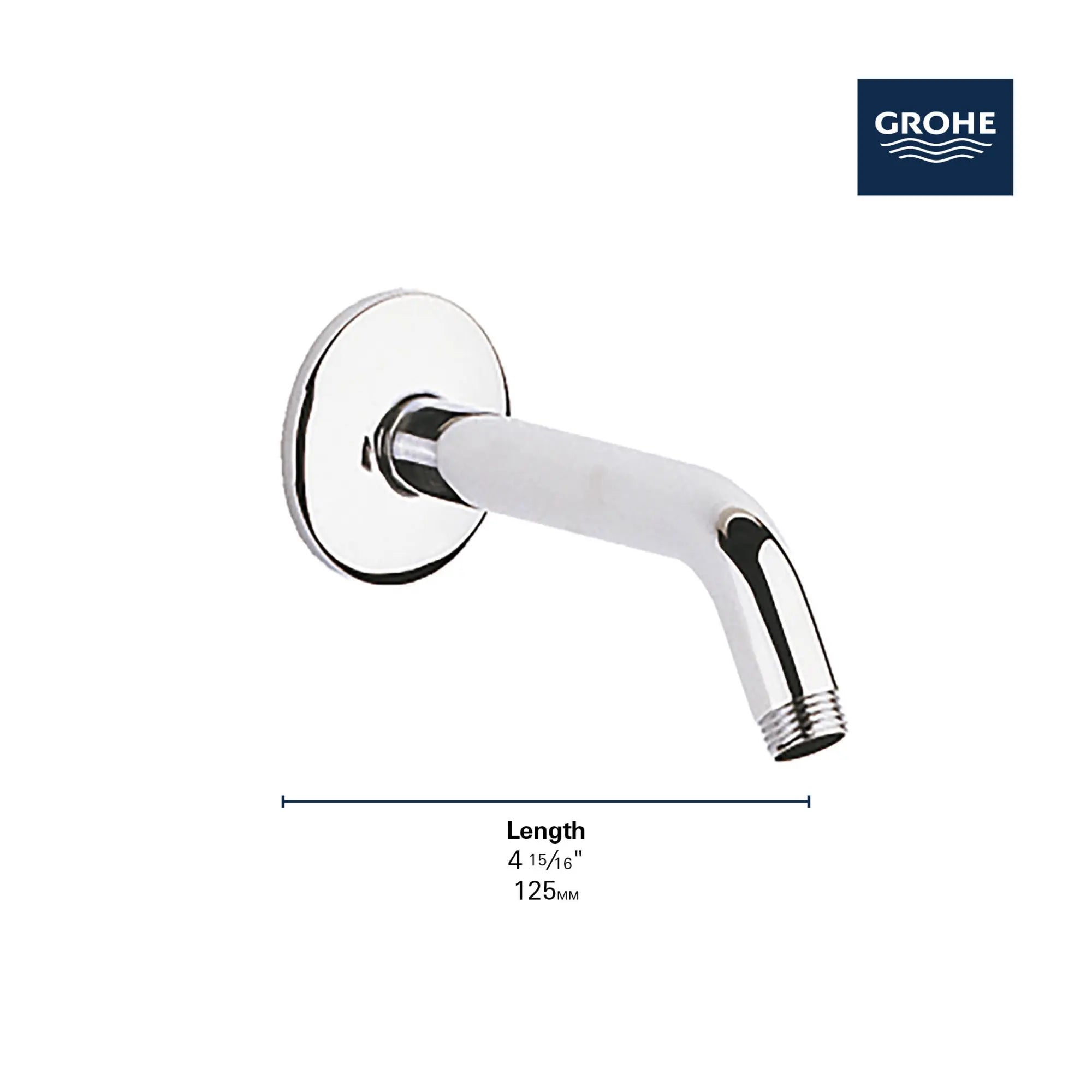 Relexa 5" Shower Arm // GROHE STARLIGHT CHROME // 69219_GROHE_Matte_Black_Launch_DIMENSIONAL_27414_0_Infographics_1_0_CDNwebp_c8458751-b7fb-48e0-bd38-13af487a9056.webp