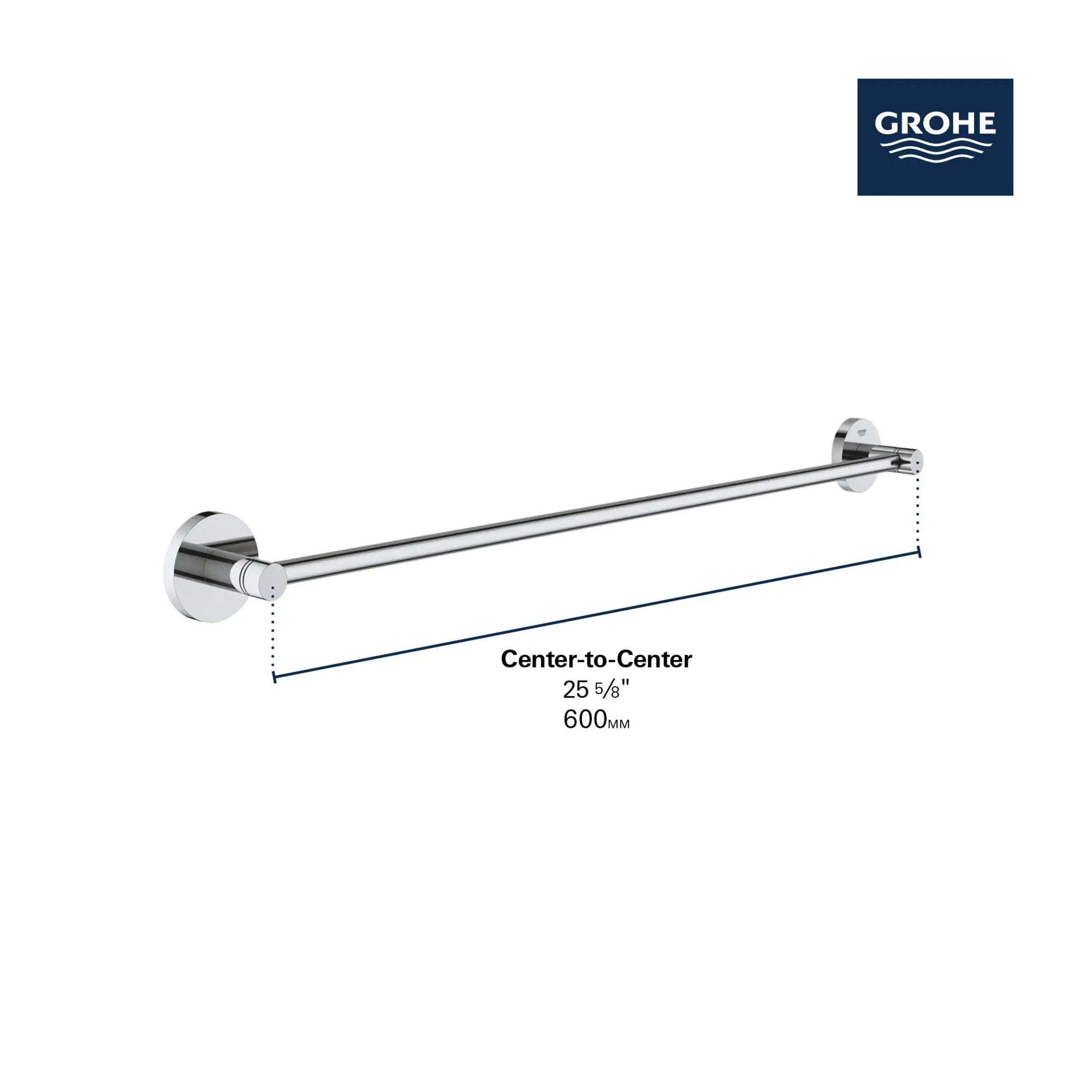 24" Towel Bar // GROHE STARLIGHT CHROME // 69228_GROHE_Matte_Black_Launch_DIMENSIONAL_40366_1_Infographics_1_0_CDNwebp.webp