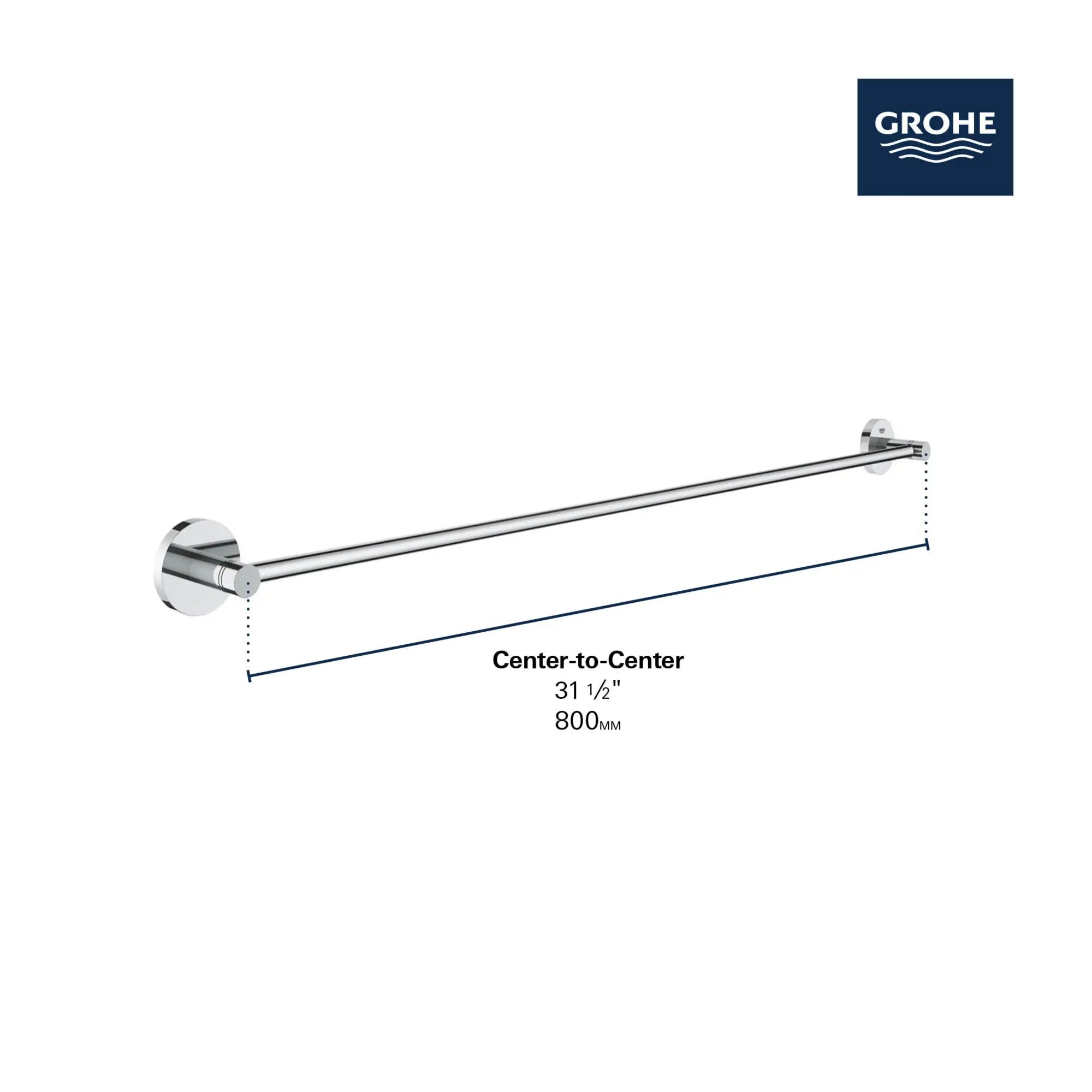 32" Towel Bar // GROHE STARLIGHT CHROME // 69233_GROHE_Matte_Black_Launch_DIMENSIONAL_40386_1_Infographics_1_0_CDNwebp.webp