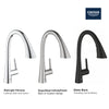 [32298003] GROHE Zedra Single-Handle Pull Down Kitchen Faucet Triple Spray 1.75 GPM (6.6 L/min) - GROHE StarLight Chrome