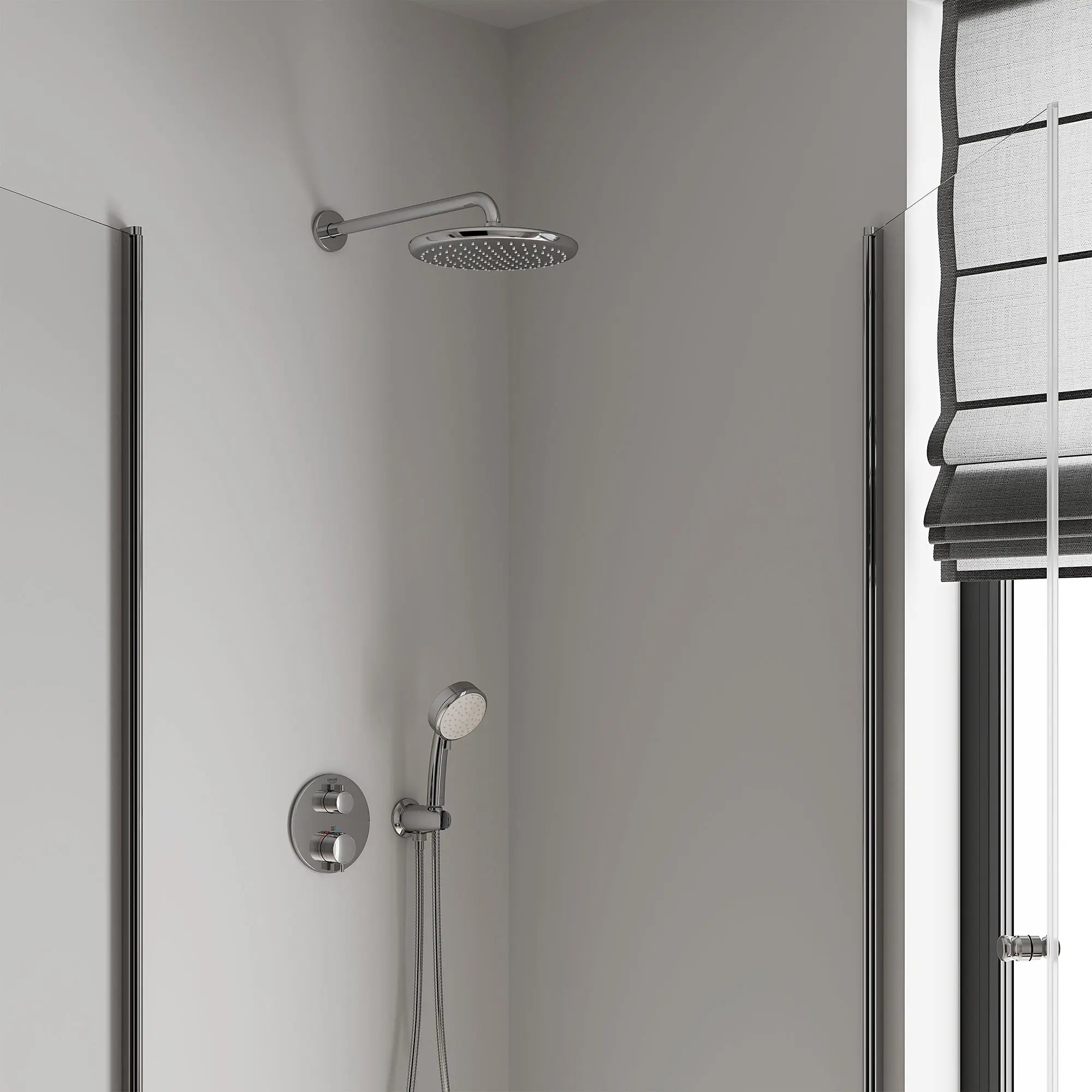 250 Rain Shower Head, 9 7?8" - 1 Spray, 1.75 GPM (6.6 L/min) // GROHE STARLIGHT CHROME // 70922_B-26715000_7_CDNwebp.webp