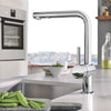 [30300000] Minta Single-Handle Pull-Out Kitchen Faucet Dual Spray 1.75 GPM (6.6 L/min) - GROHE StarLight Chrome