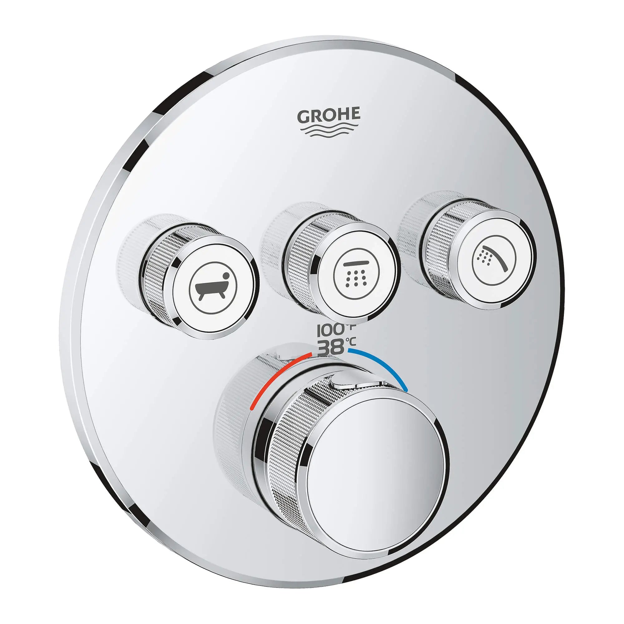 Triple Function Thermostatic Valve Trim // GROHE STARLIGHT CHROME // 92675_CM_29138000_Main_Image_URL_2000.1_CDNwebp.webp
