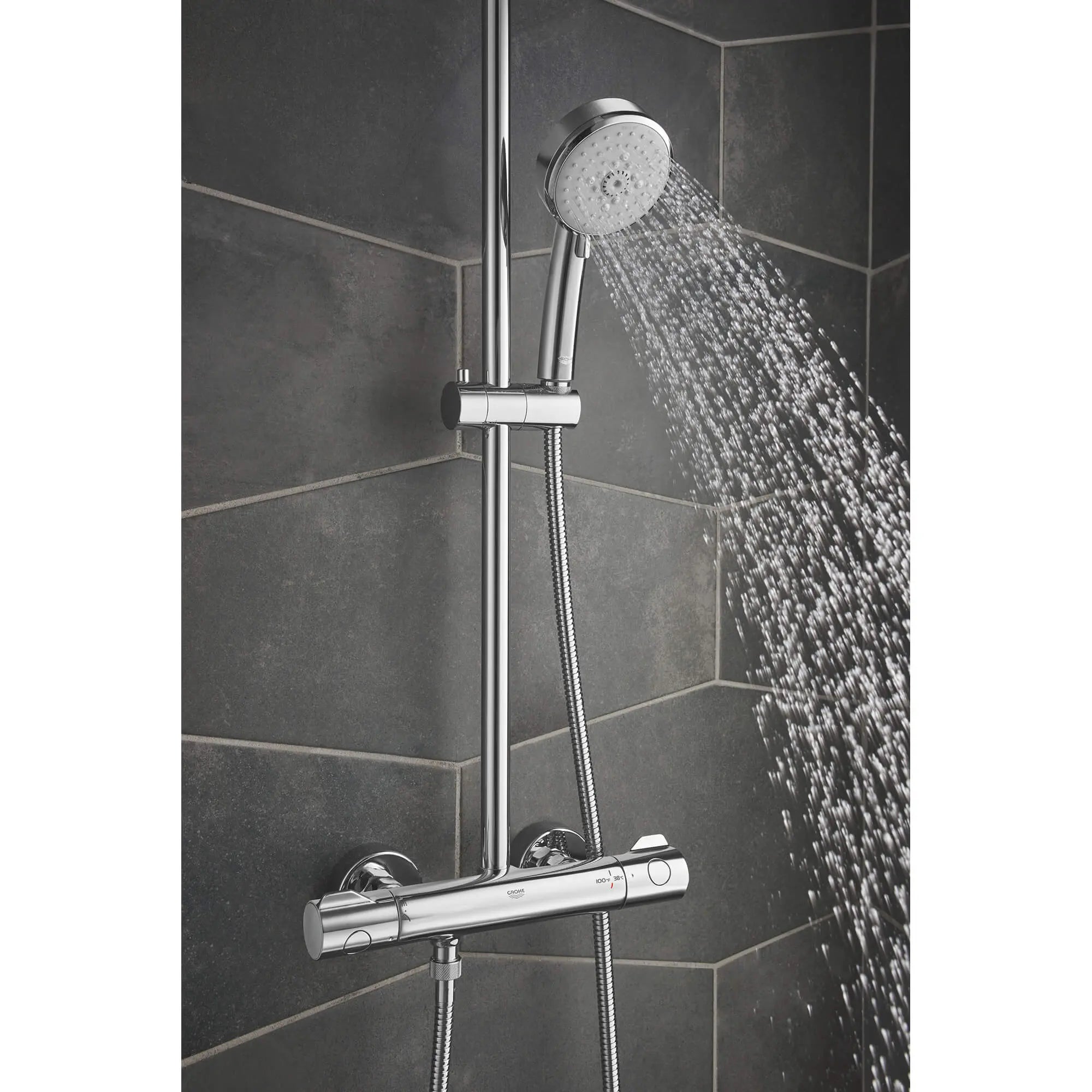 Thermostatic Shower System, // GROHE STARLIGHT CHROME // 992_26421000-shower-system-with-thermostat-for-wall-mount-enviro-4_0_CDNwebp.webp